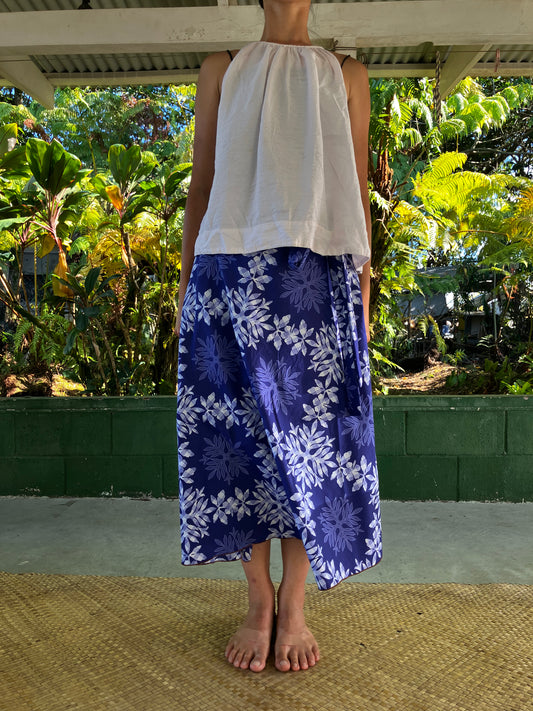 ラップスカート・ハワイアンキルト(ブルー)/綿100%