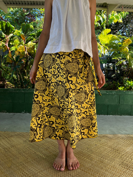 ラップスカート・イエローホヌ/ポリコットン