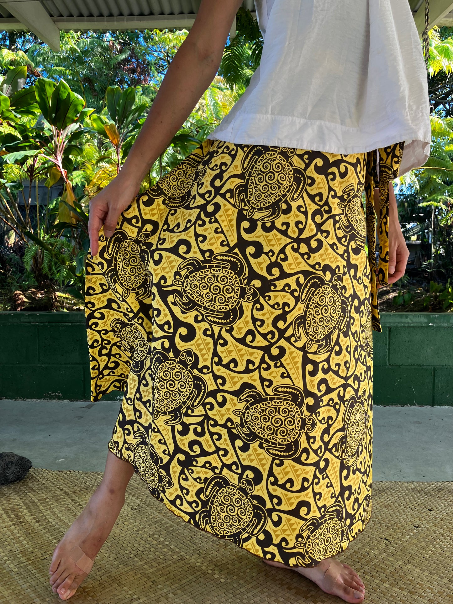 ラップスカート・イエローホヌ/ポリコットン