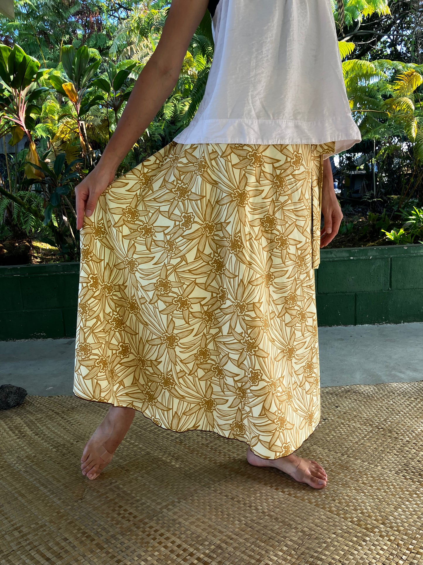 ラップスカート・イエローベージュ・オーキッド/ポリコットン