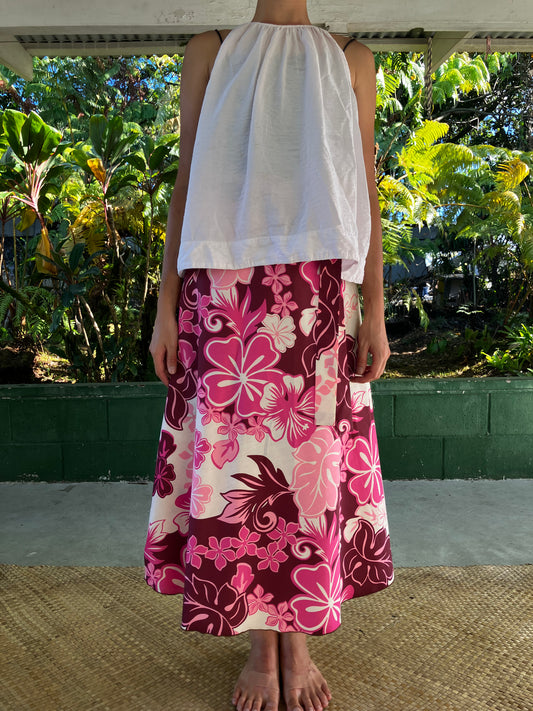 ラップスカート・ピンクフローラ/ポリコットン