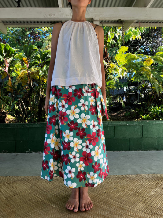 ラップスカート・ラウンドハイビスカス/ポリコットン