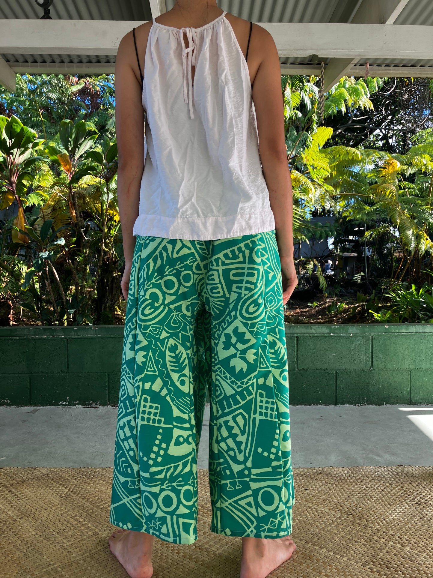 Hawaiian Pants・Green Tapa/ Poly Cotton