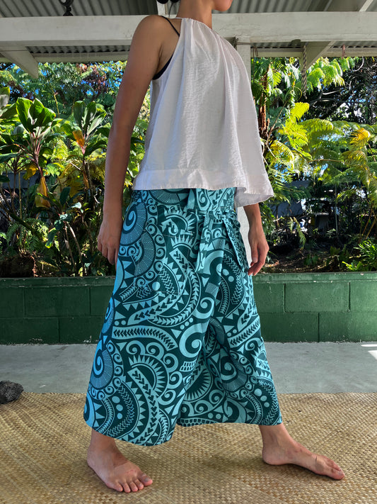 Hawaiian Pants・Tribal Spiral (Blue) / Poly Cotton