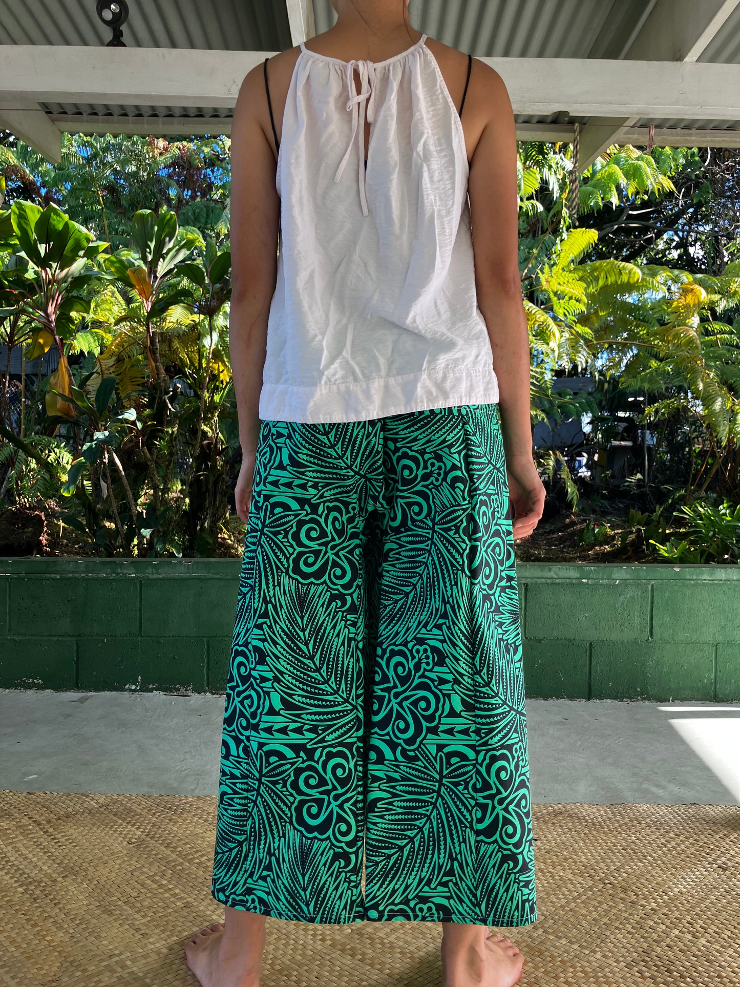 Hawaiian Pants・Tribal Spiral (Green) / Poly Cotton