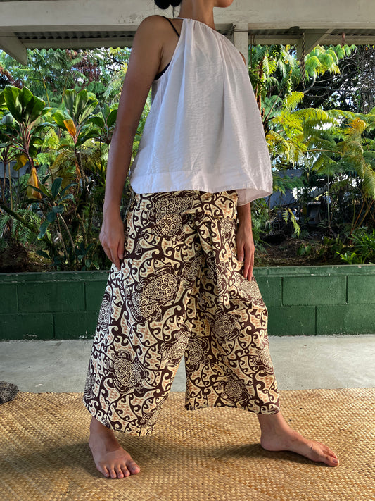 Hawaiian Pants・Beige Honu/ Poly Cotton