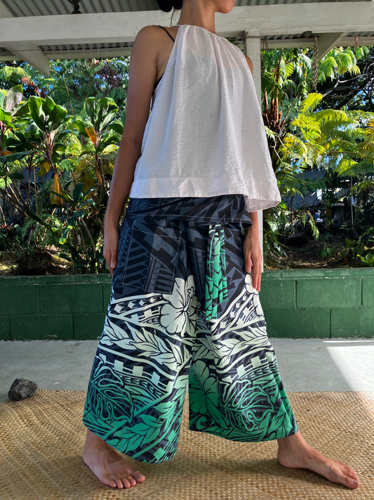 Hawaiian Pants・Tapa & Hibiscus/ Poly Cotton