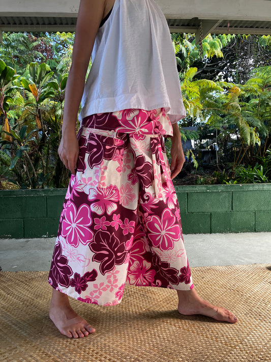 Hawaiian Pants・Pink Flora/ Poly Cotton