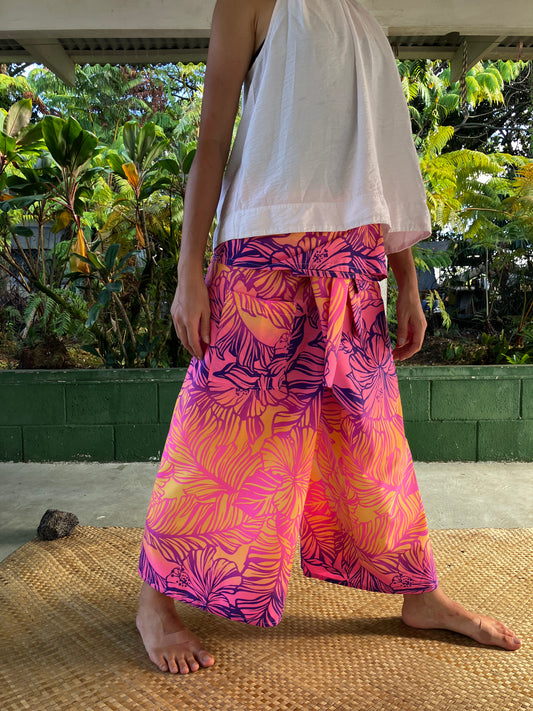 Hawaiian Pants・Pink Hibiscus/ Poly Cotton