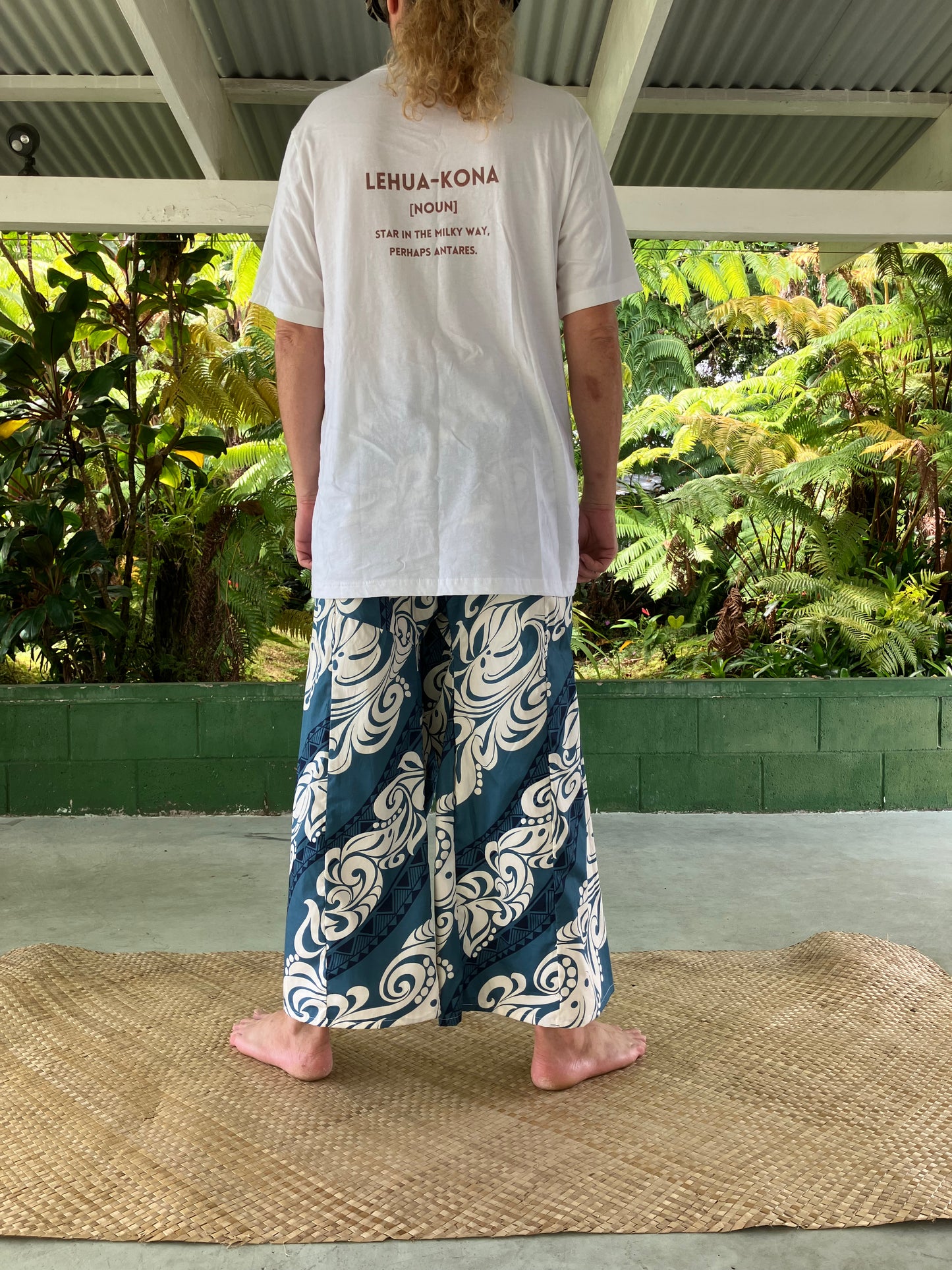 【Large Size】Hawaiian Pants・Blue Wave/Cotton 100%