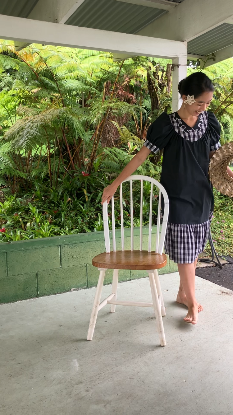 Lucky You Palaka Muʻumuʻu Black