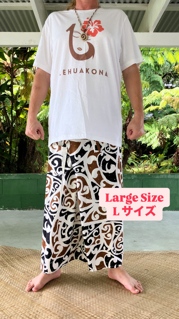 【Large Size】Hawaiian Pants・ Brown Spiral/Cotton 100%