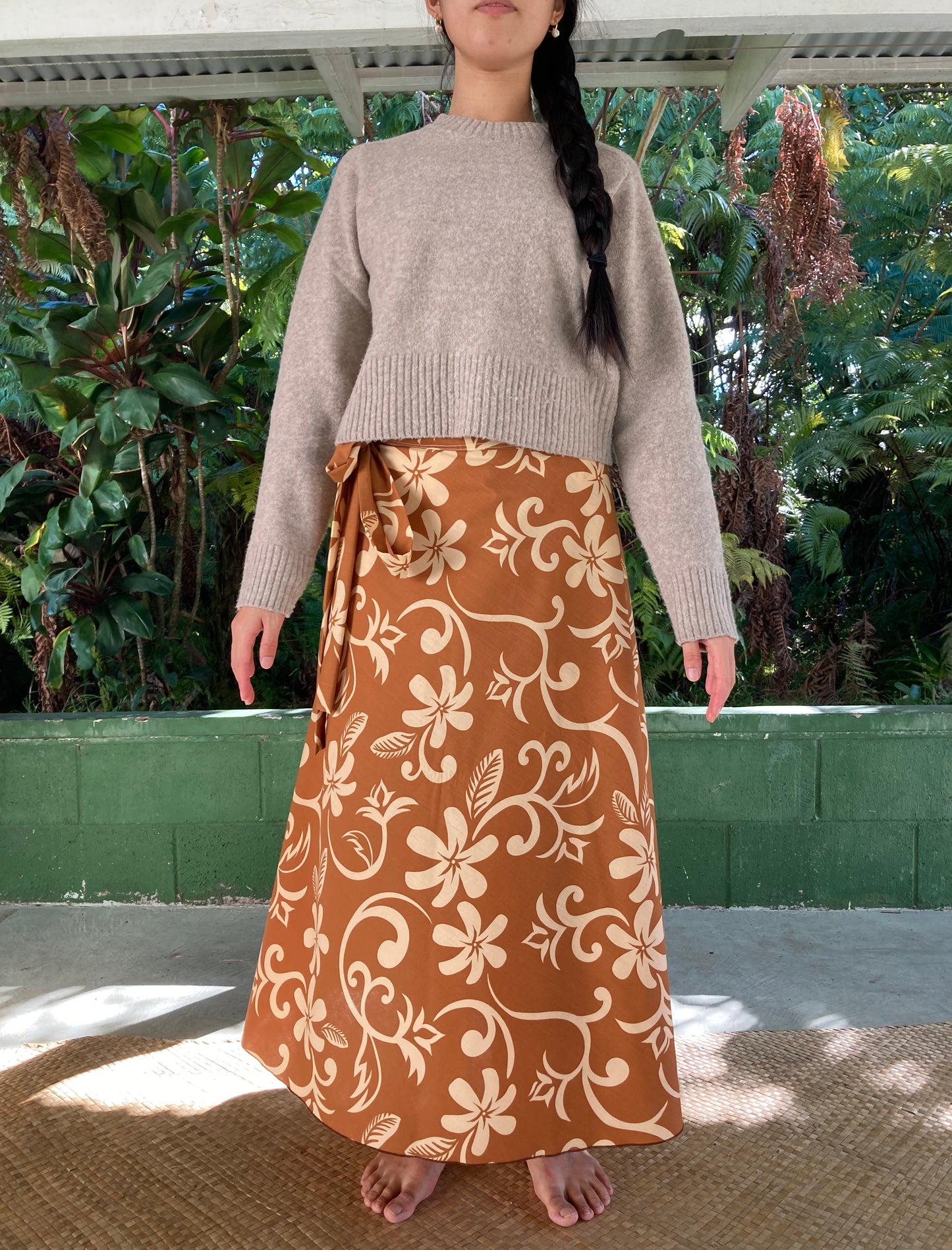 Hawaiian Wrap Skirt - Brown Melia
