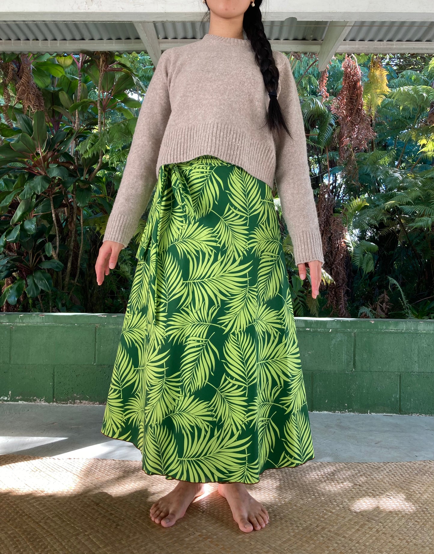 Hawaiian Wrap Skirt - Palm Green