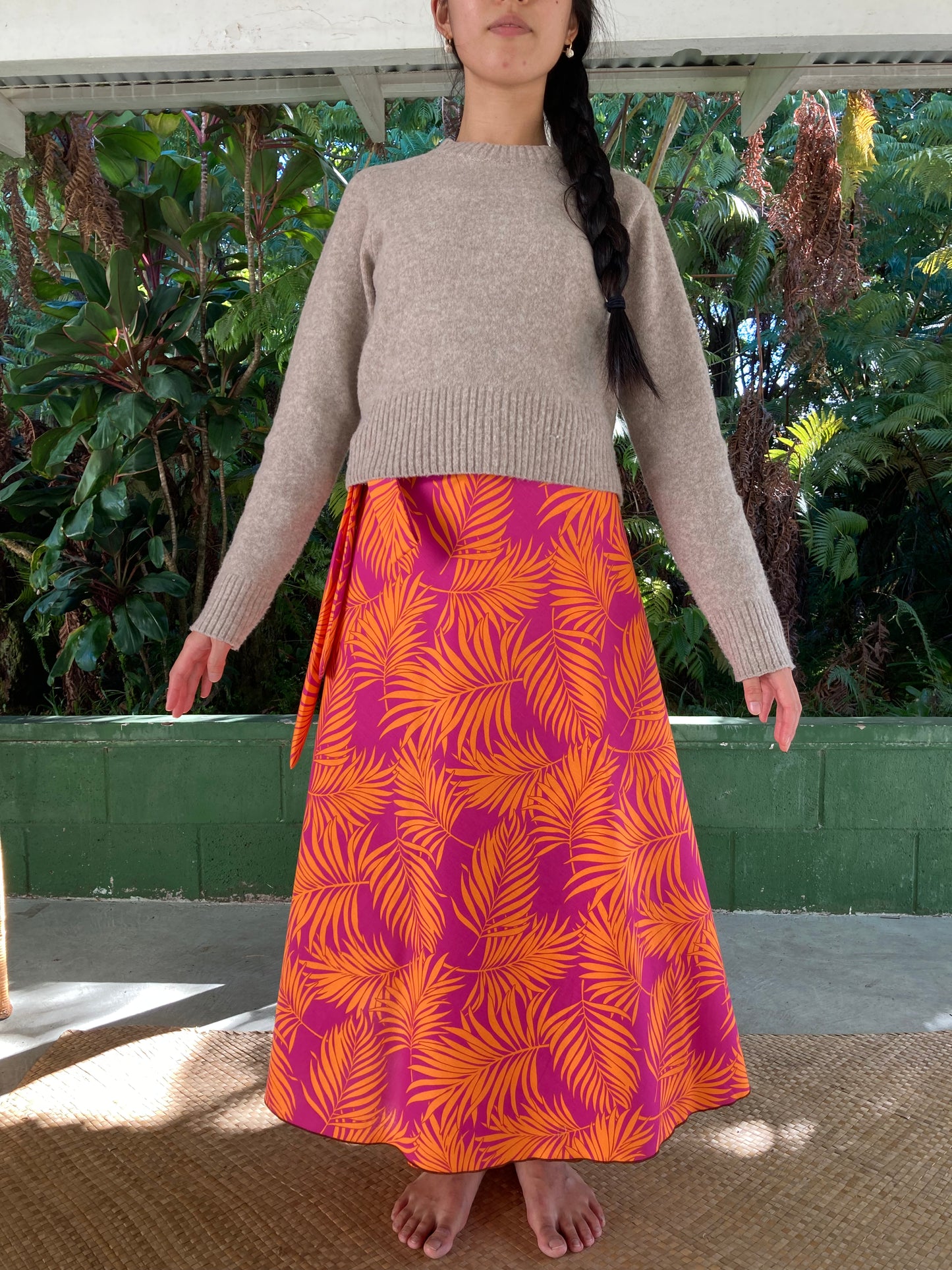 Hawaiian Wrap Skirt - Palm Pink