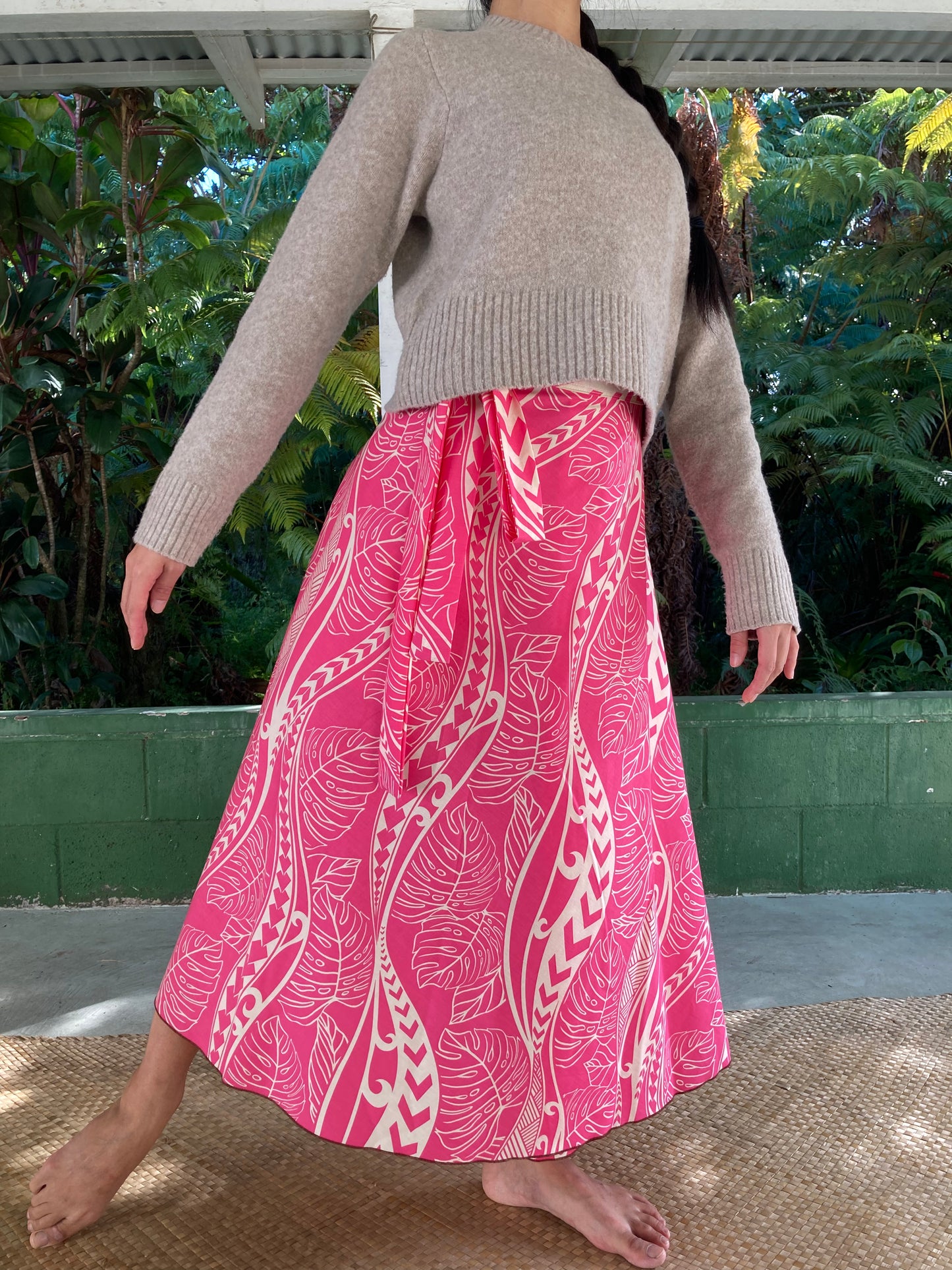 Hawaiian Wrap Skirt - Tapa Pink