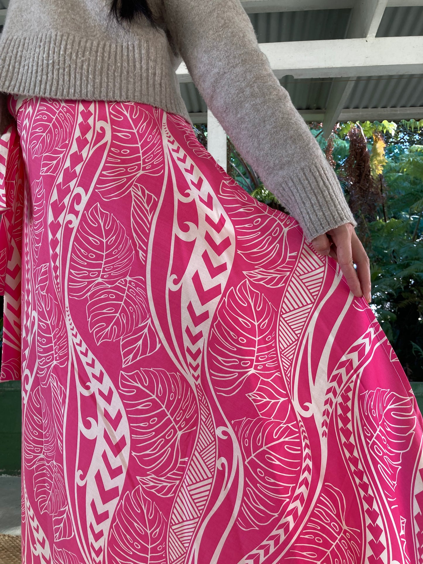 Hawaiian Wrap Skirt - Tapa Pink