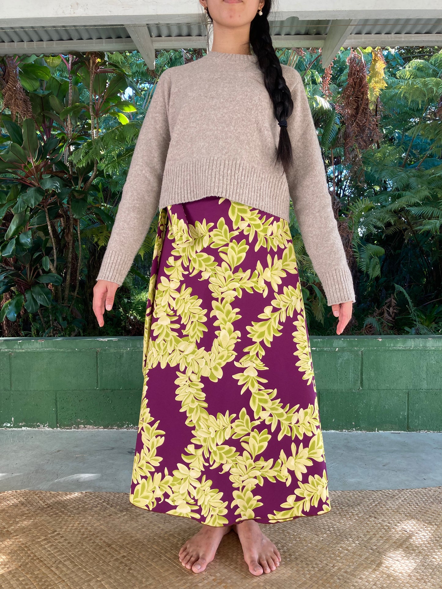 Hawaiian Wrap Skirt - Lei Melia (Purple)