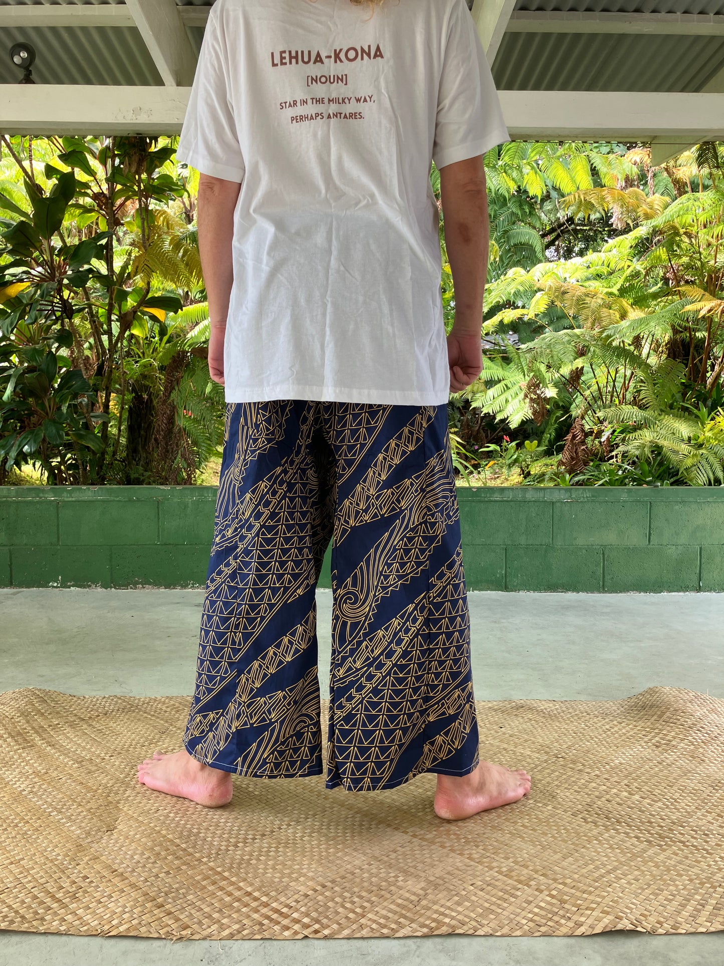 【Large Size】Hawaiian Pants・Navy Tapa/Cotton 100%