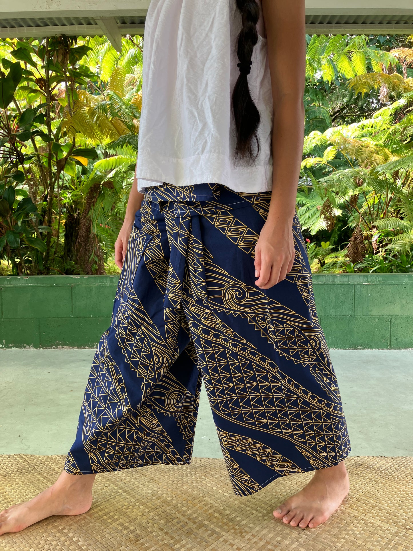 Hawaiian Pants・Navy Tapa/Cotton 100%