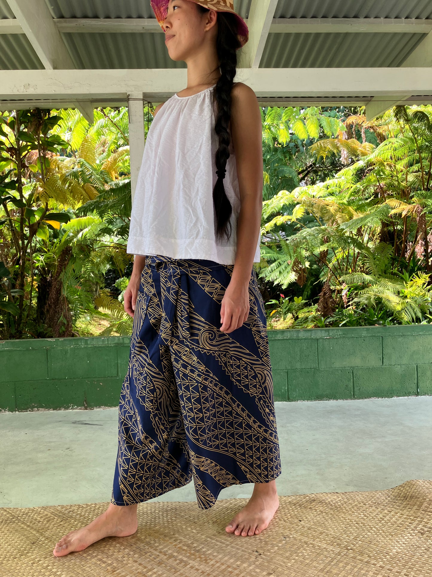 Hawaiian Pants・Navy Tapa/Cotton 100%