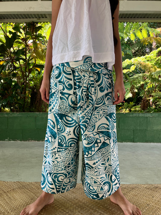 Hawaiian Pants・Turquoise Tribal /Cotton 100%