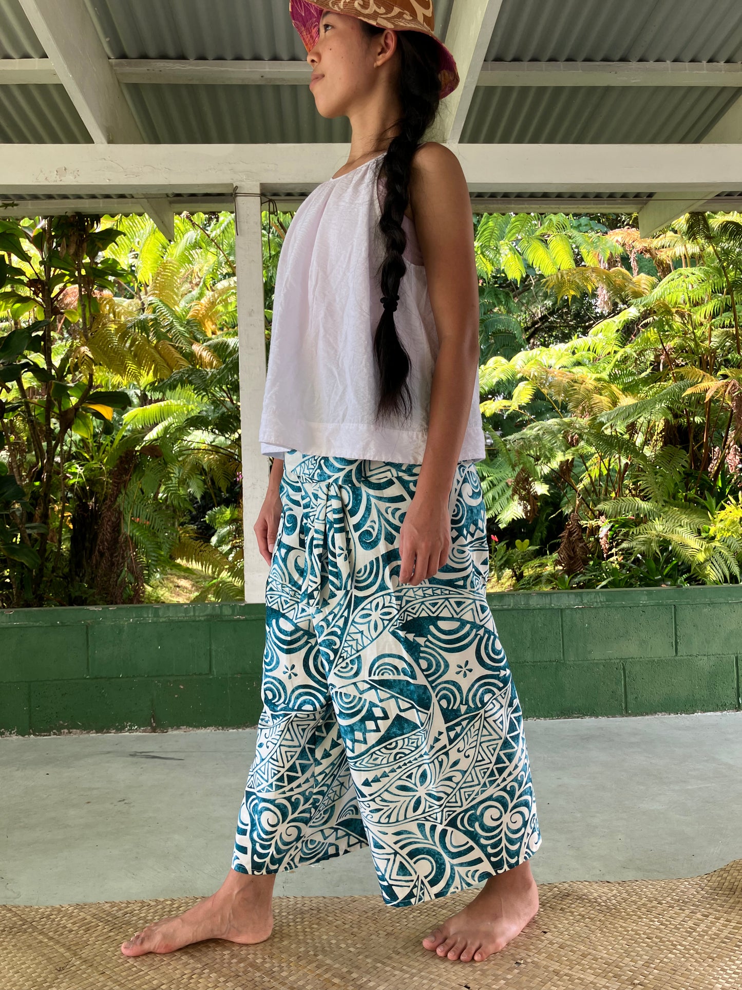 Hawaiian Pants・Turquoise Tribal /Cotton 100%