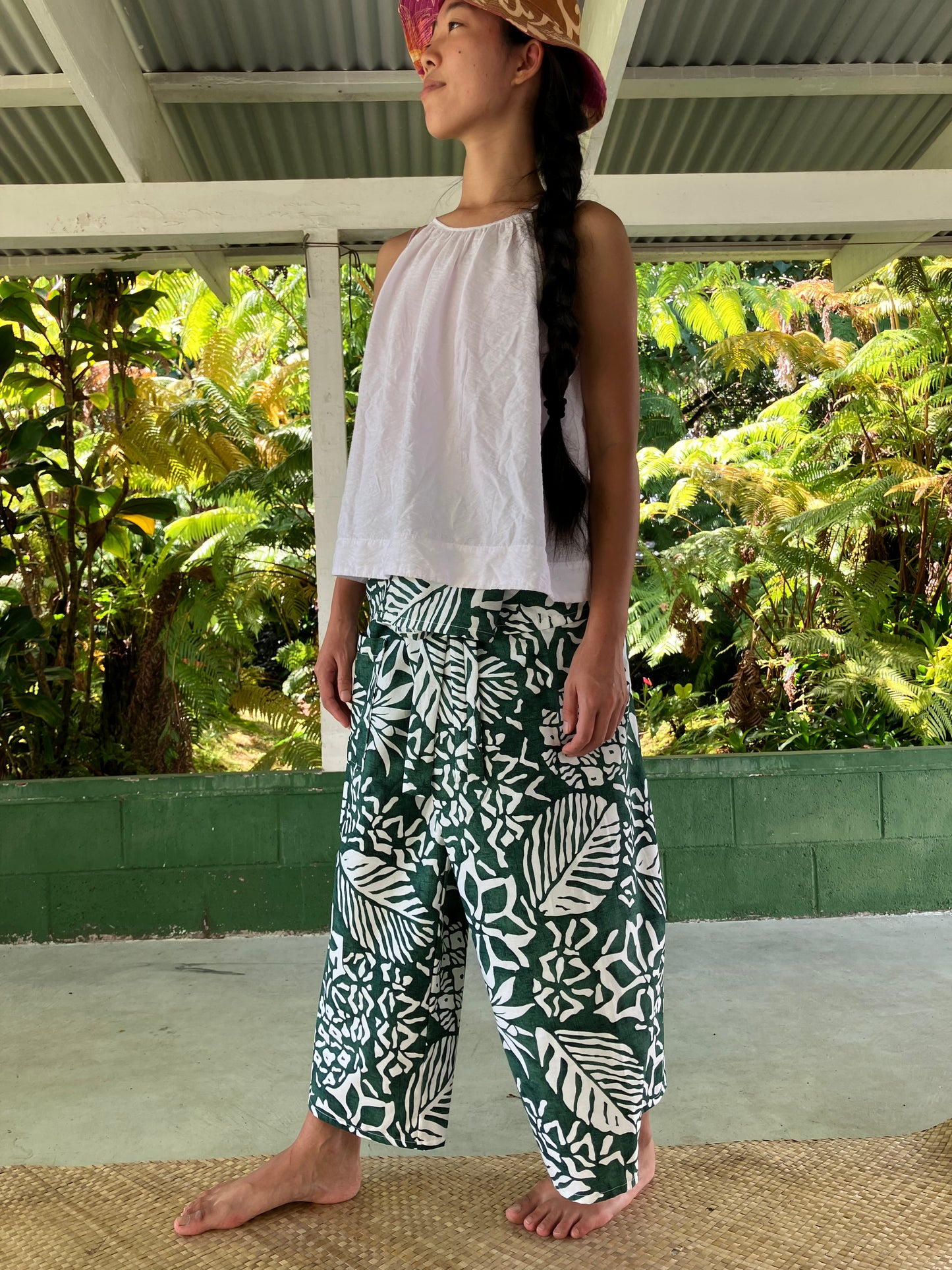 Hawaiian Pants・Green Leaf /Cotton 100%