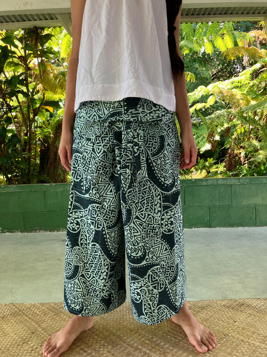 Hawaiian Pants・Green Spiral/Cotton 100%