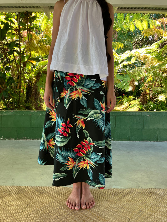 Hawaiian Wrap Skirt -Tropic Flowers/ Cotton 100%