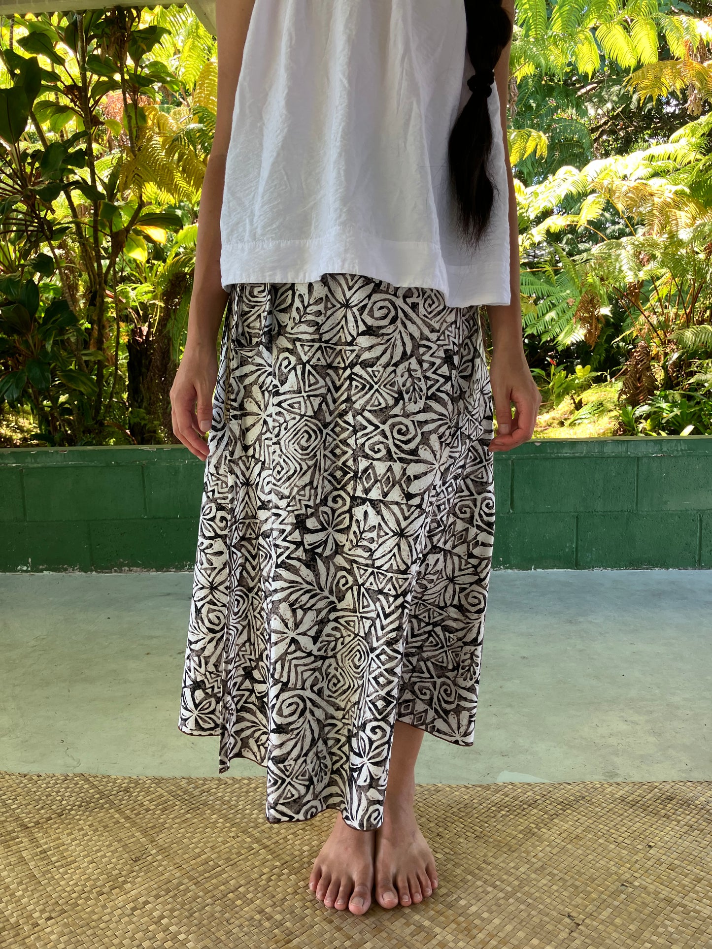 Hawaiian Wrap Skirt -Island Breeze(Brown) /Cotton 100%