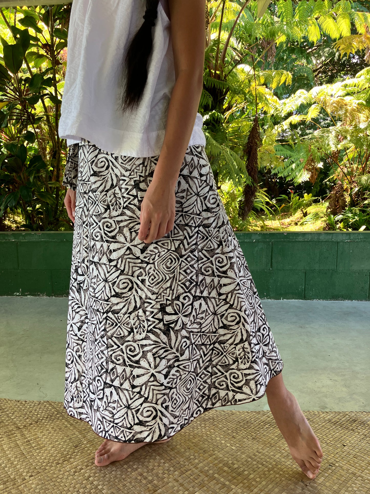 Hawaiian Wrap Skirt -Island Breeze(Brown) /Cotton 100%