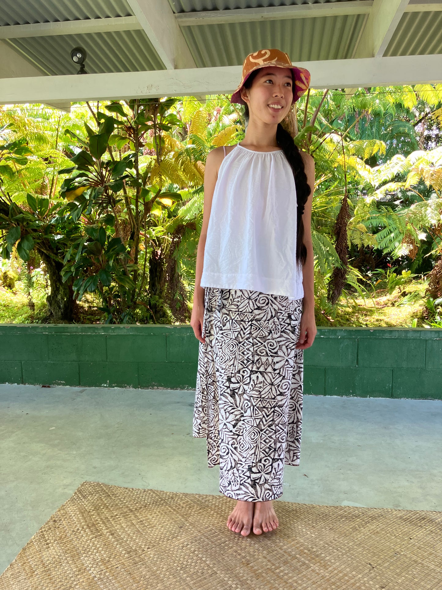 Hawaiian Wrap Skirt -Island Breeze(Brown) /Cotton 100%