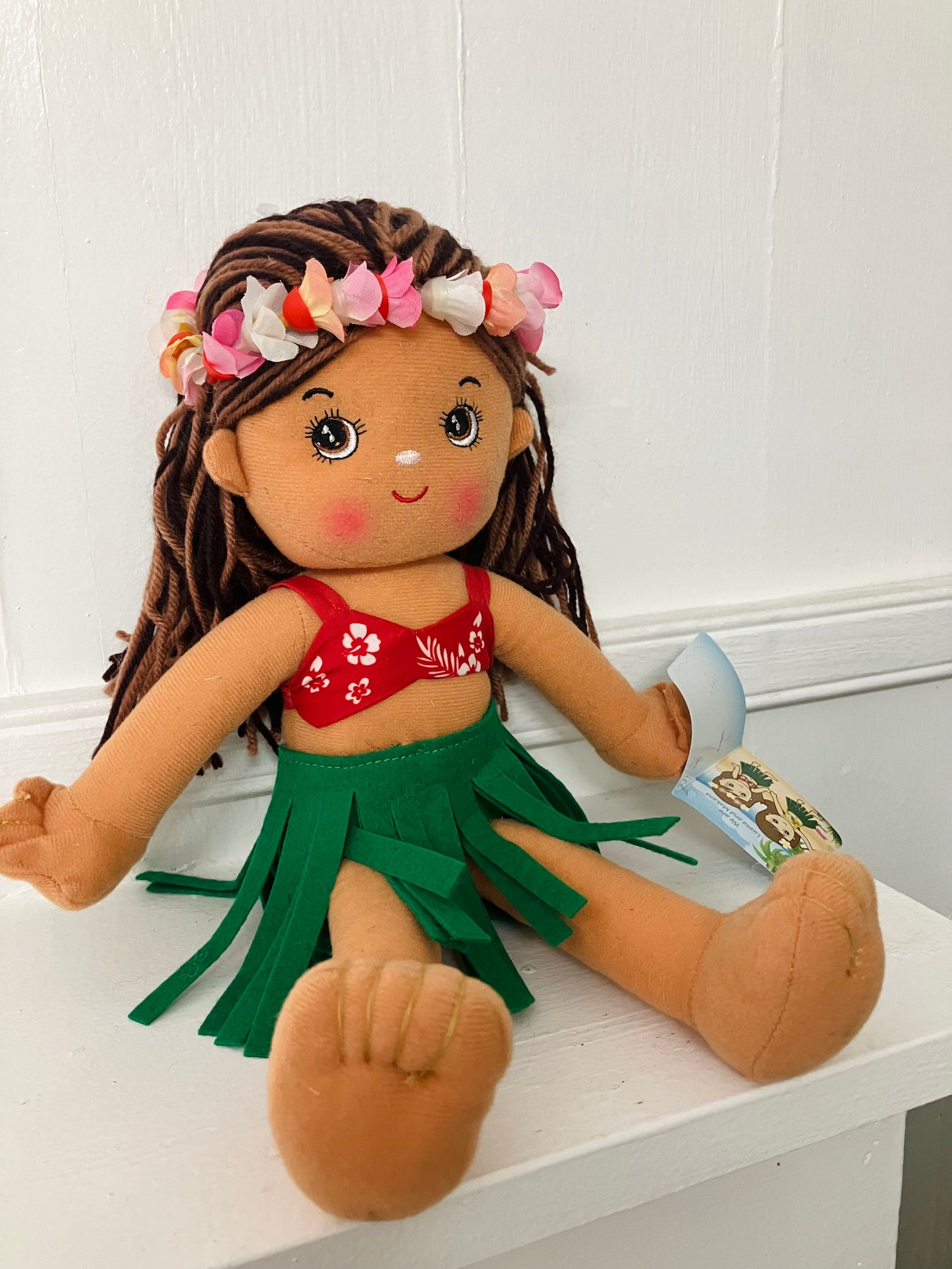 Island Plush Hula Girl Doll (Hālau Girl /w red top)