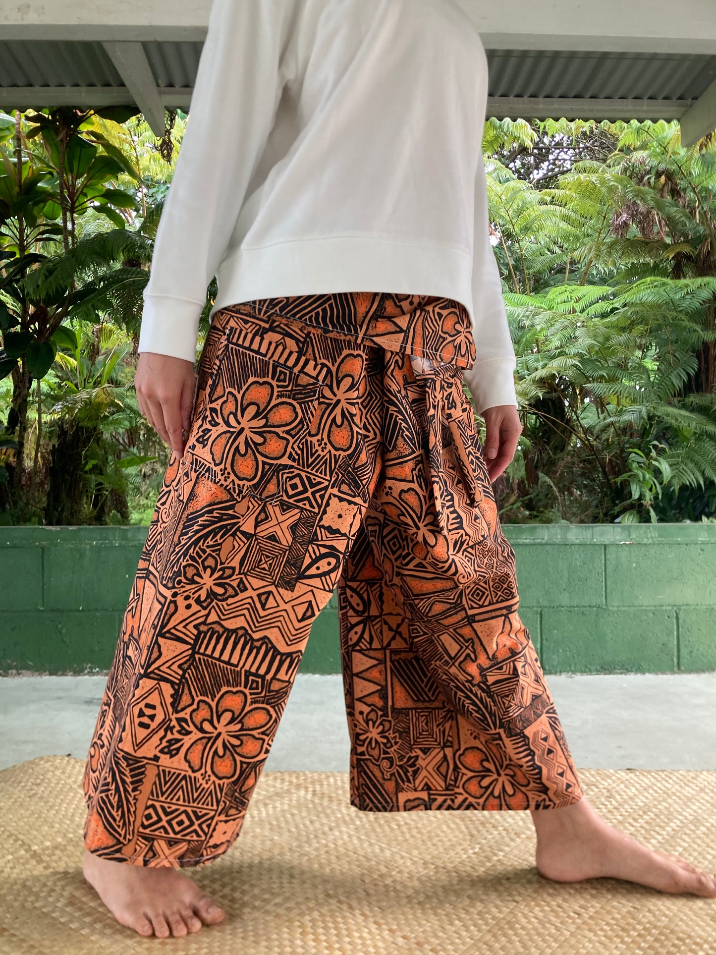 Hawaiian Pants・Orange Hibiscus/Poly-Cotton