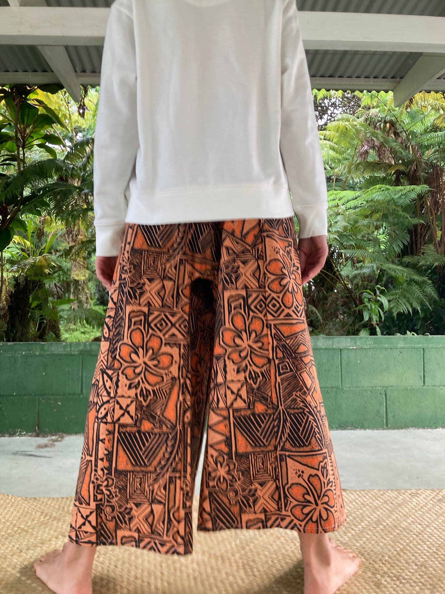 Hawaiian Pants・Orange Hibiscus/Poly-Cotton