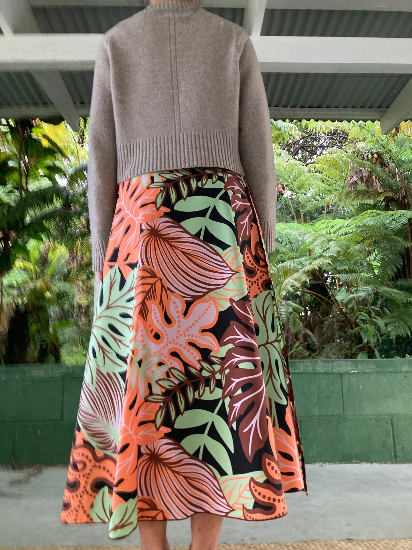 Hawaiian Wrap Skirt - Orange Botany