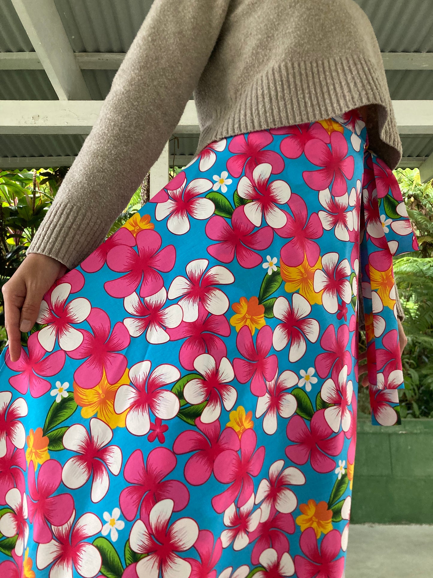Hawaiian Wrap Skirt - Plumeria Paradise