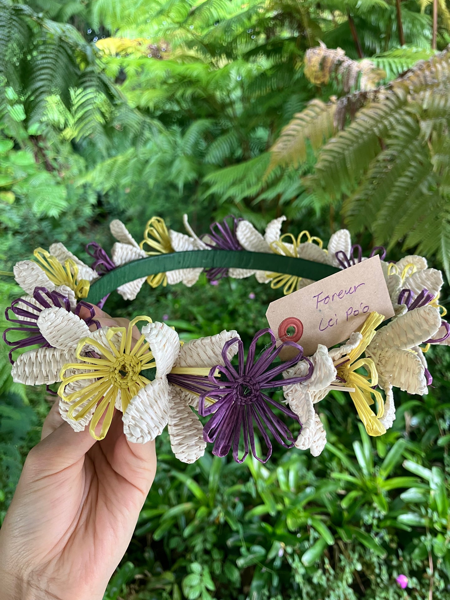 Forever Lei Poʻo -Purple & Yellow