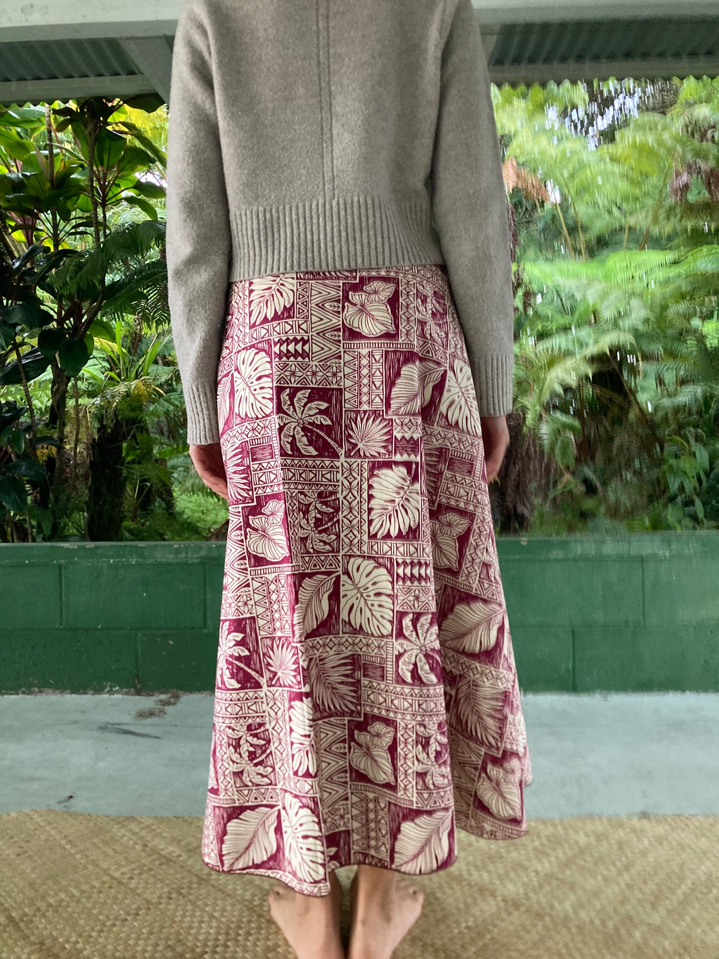 Hawaiian Wrap Skirt - Leaf lover/red (Cotton 100%)