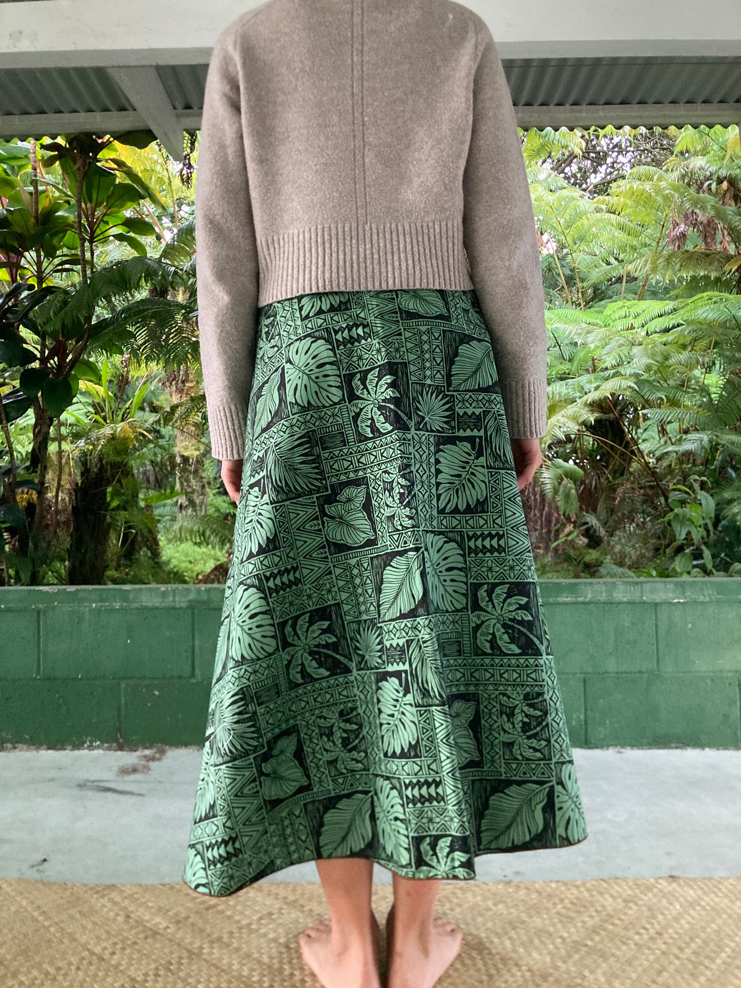 Hawaiian Wrap Skirt -Leaf lover/green (Cotton 100%)