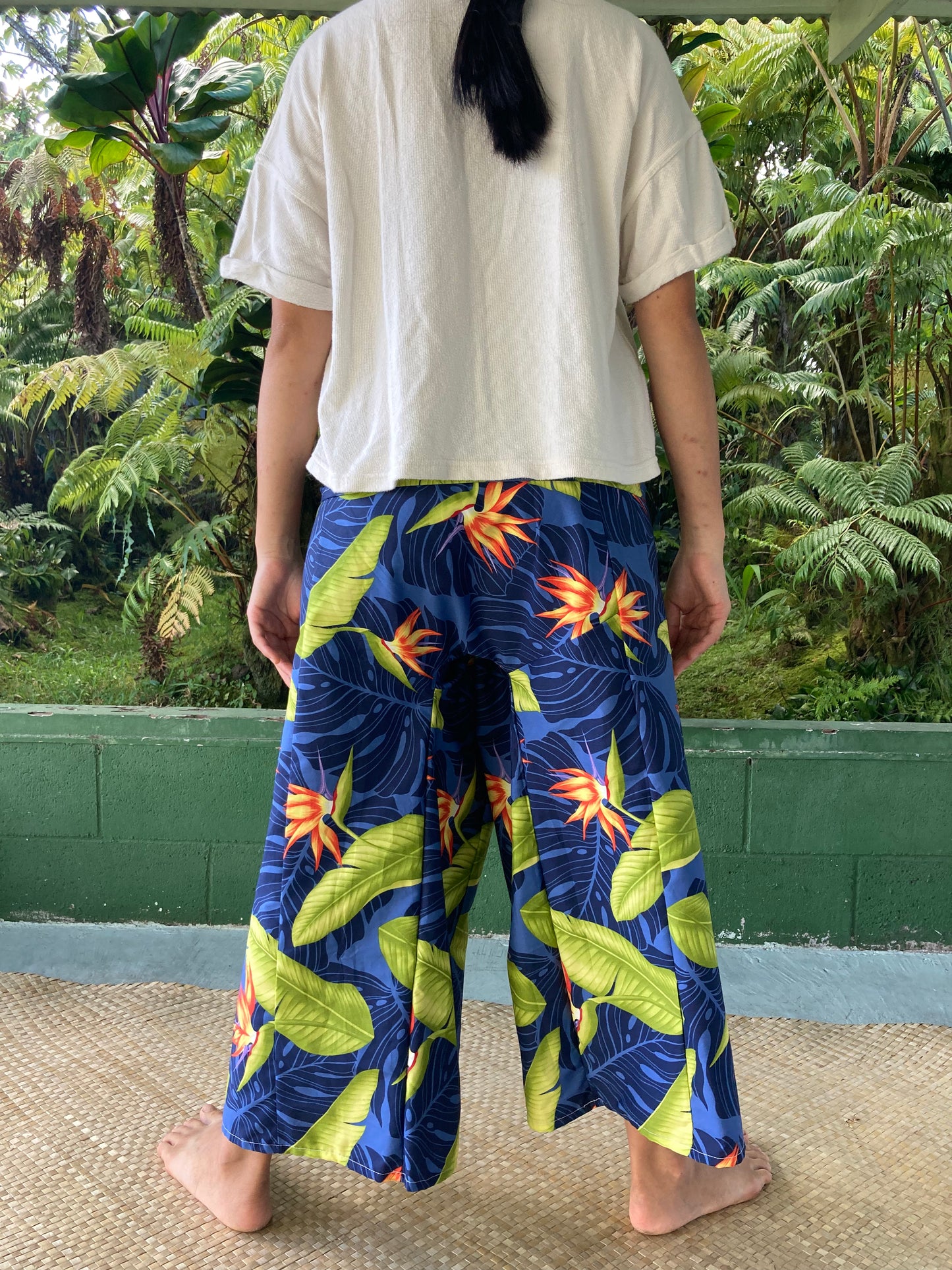 Hawaiian Pants・Blue Strelitzia/ Cotton 100%